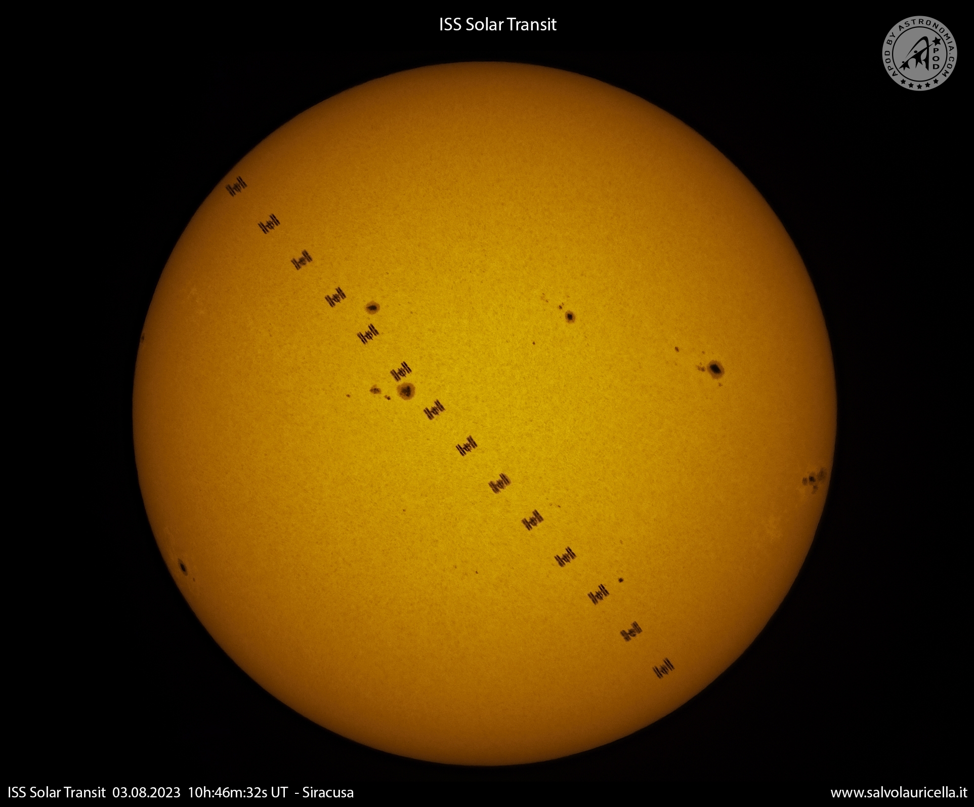La ISS transita sul Sole