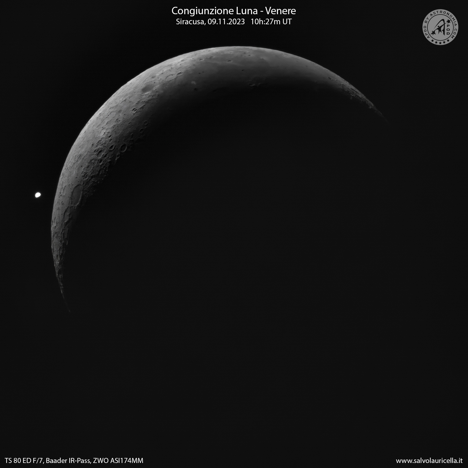 Congiunzione Luna-Venere prima dell'occultazione