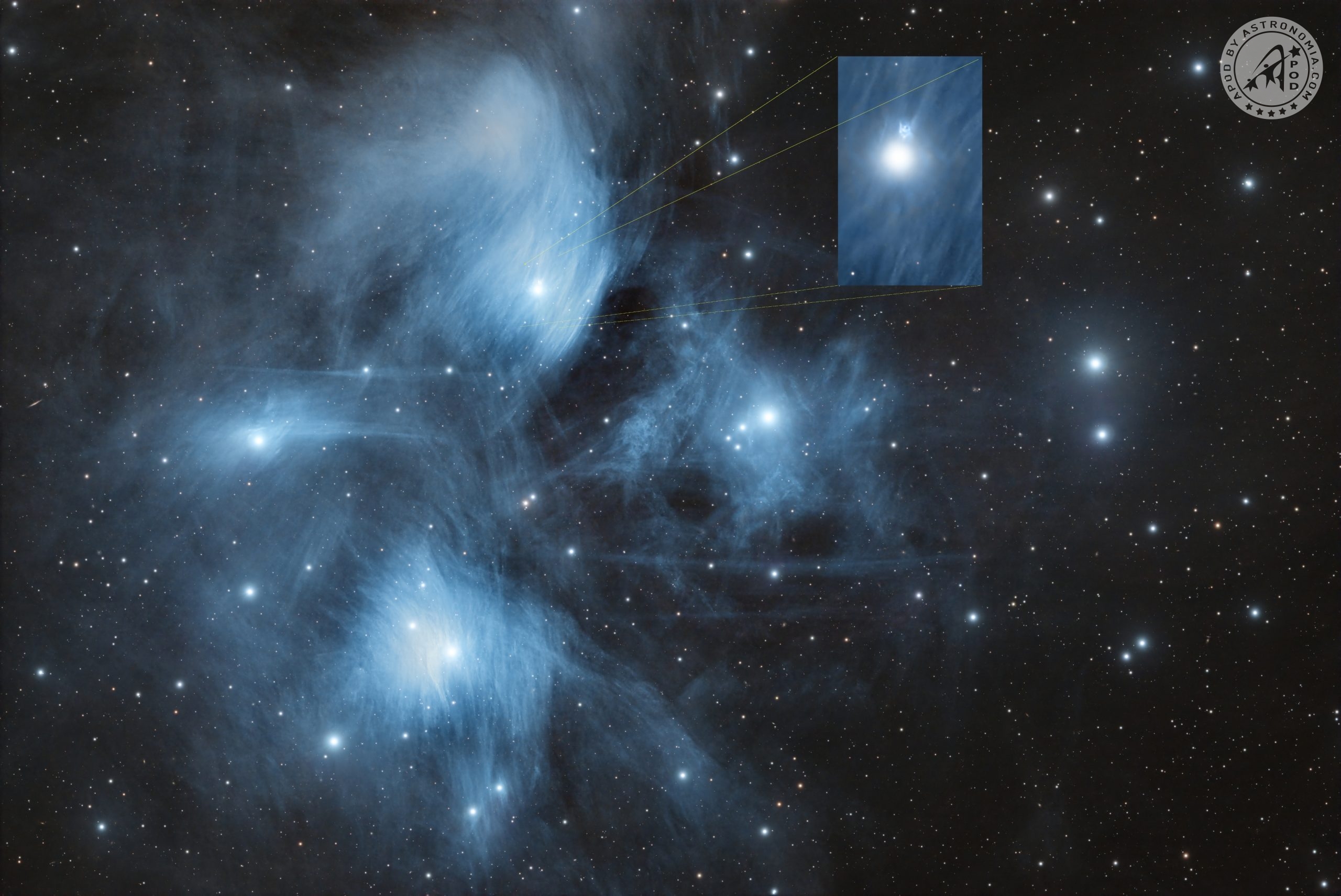 Le Pleiadi e la nebulosa Merope di Barnard